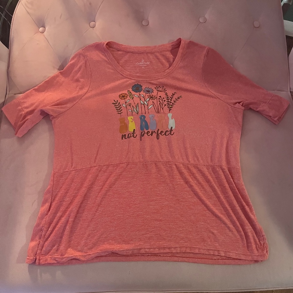 Cuddl Duds XL Peach Shirt So Soft! Be Real Not Perfect